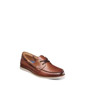 USED Florsheim Men's Atlantic Boat Shoes, Cognac-Size 9